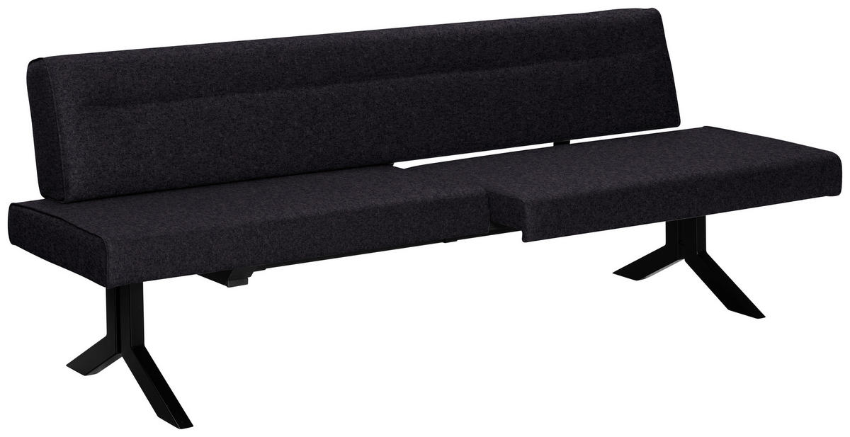 SITZBANK in Metall, Textil Anthrazit  - Anthrazit/Schwarz, Konventionell, Textil/Metall (220/87/70-86cm) - Moderano