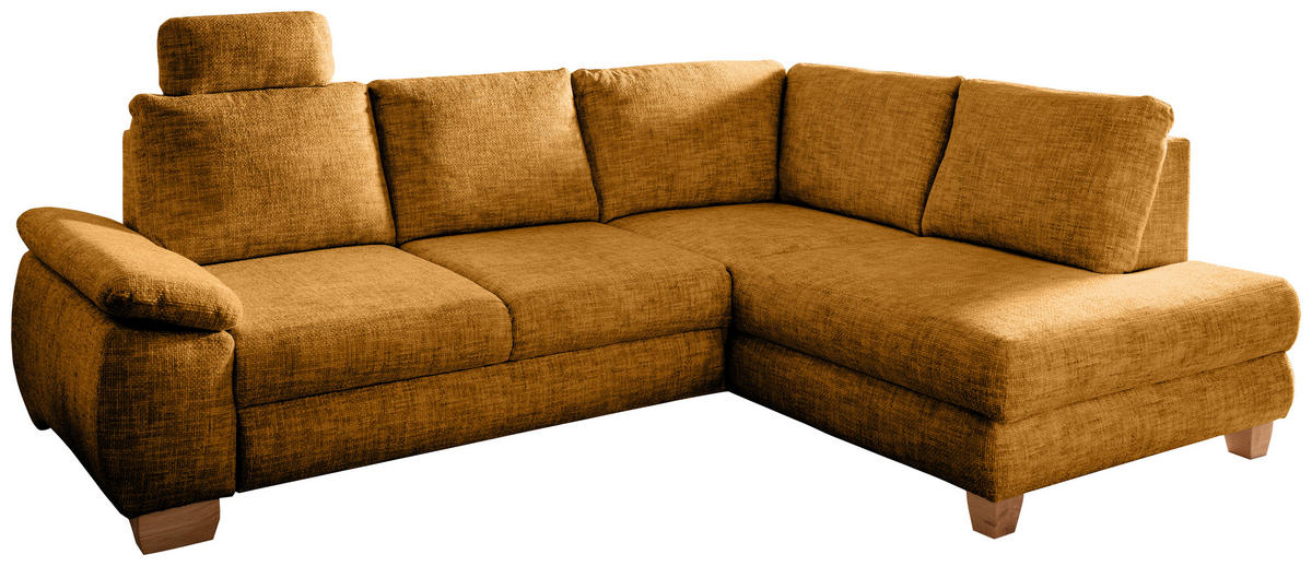 ECKSCHLAFSOFA in Struktur Goldfarben  - Wildeiche/Goldfarben, Modern, Holz/Textil (265/206cm) - Livetastic