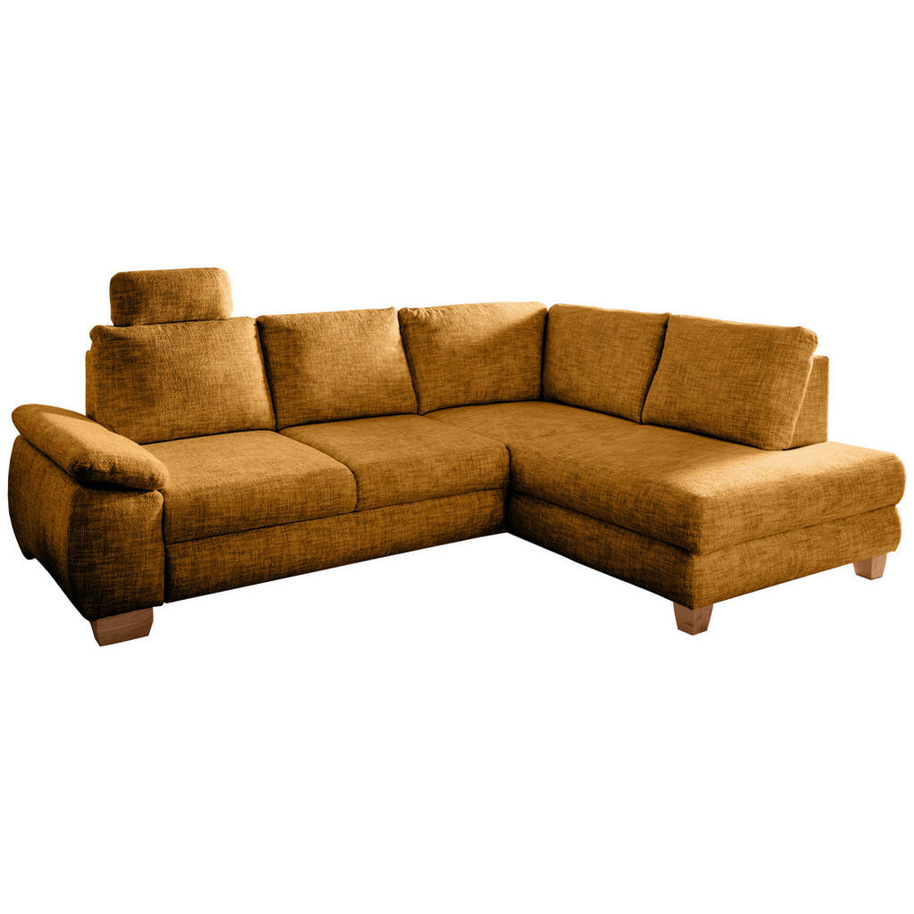 Thumbnail - Livetastic Eckschlafsofa Positano, Gold, Textil, Uni, 4-Sitzer, 265x206 cm, Made in EU, Liegefunktion, Rücken echt, Armt...