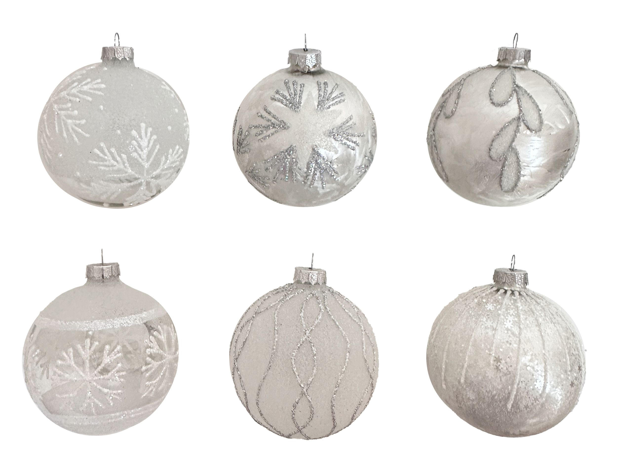 KUGLICA ZA BOR - bijela/prozirno, Lifestyle, staklo/metal (6cm) - X-Mas