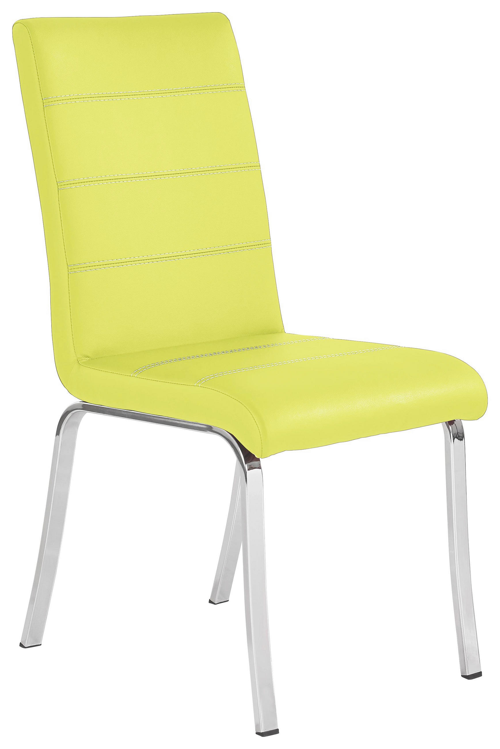 Stuhl in Metall, Textil Gelb, Chromfarben