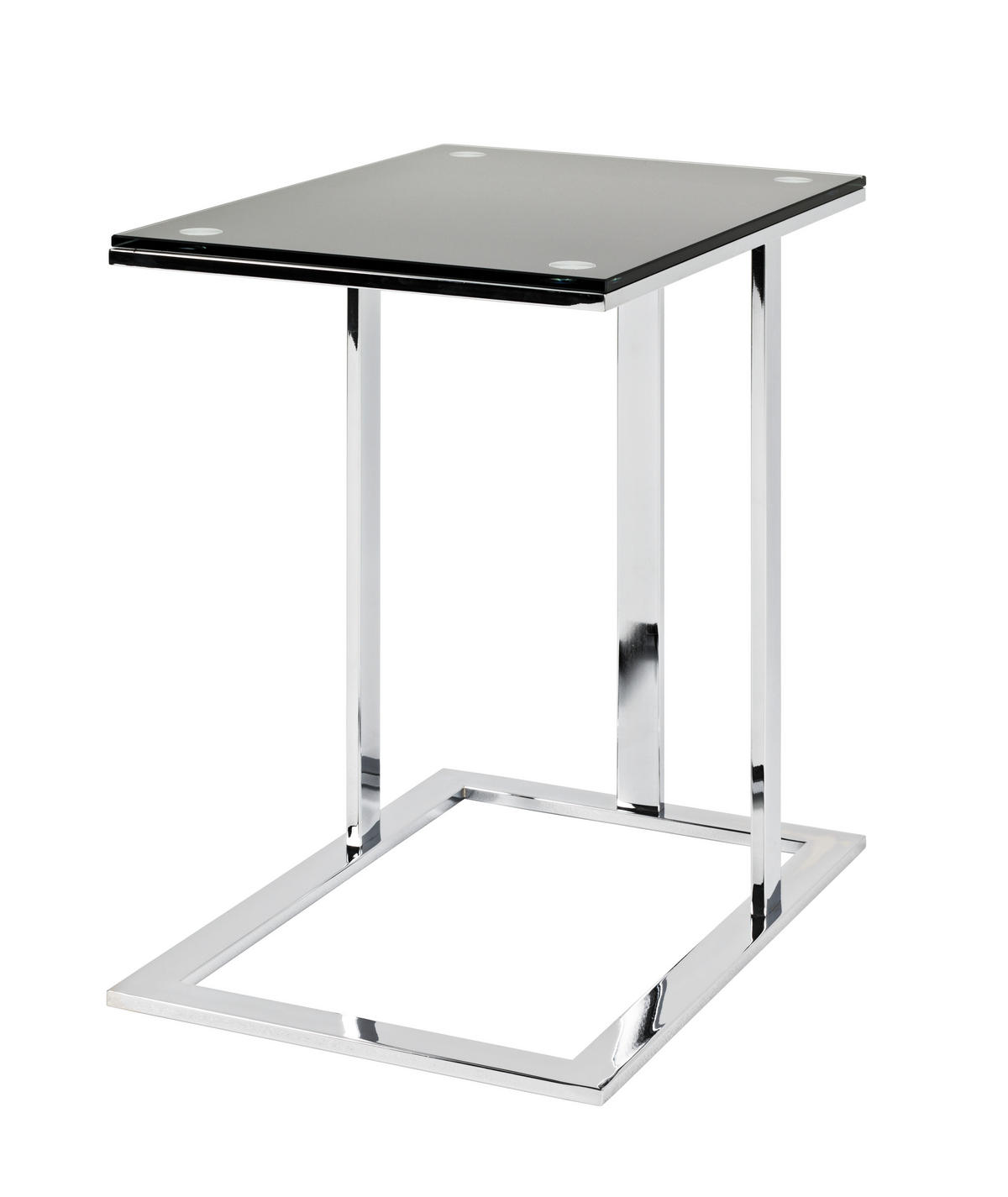 BEISTELLTISCH in Metall, Glas 54/37/58 cm  - Chromfarben/Schwarz, Natur, Glas/Metall (54/37/58cm)