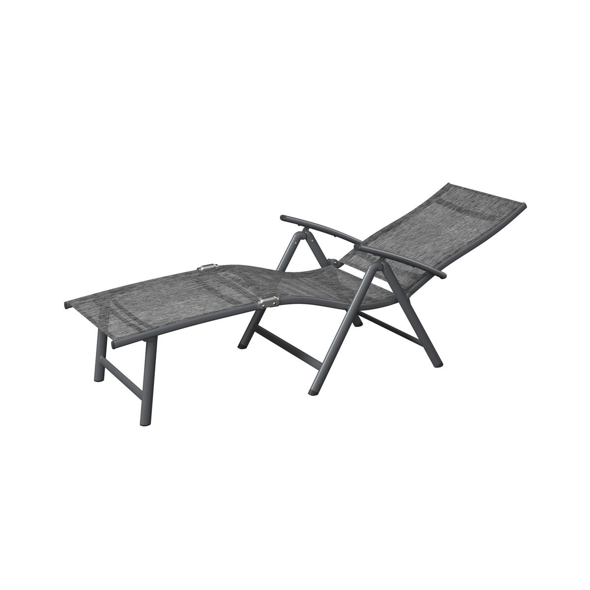 GARTENLIEGE 61/94/180 cm  - Anthrazit/Grau, Basics, Textil/Metall (61/94/180cm) - Ambia Garden