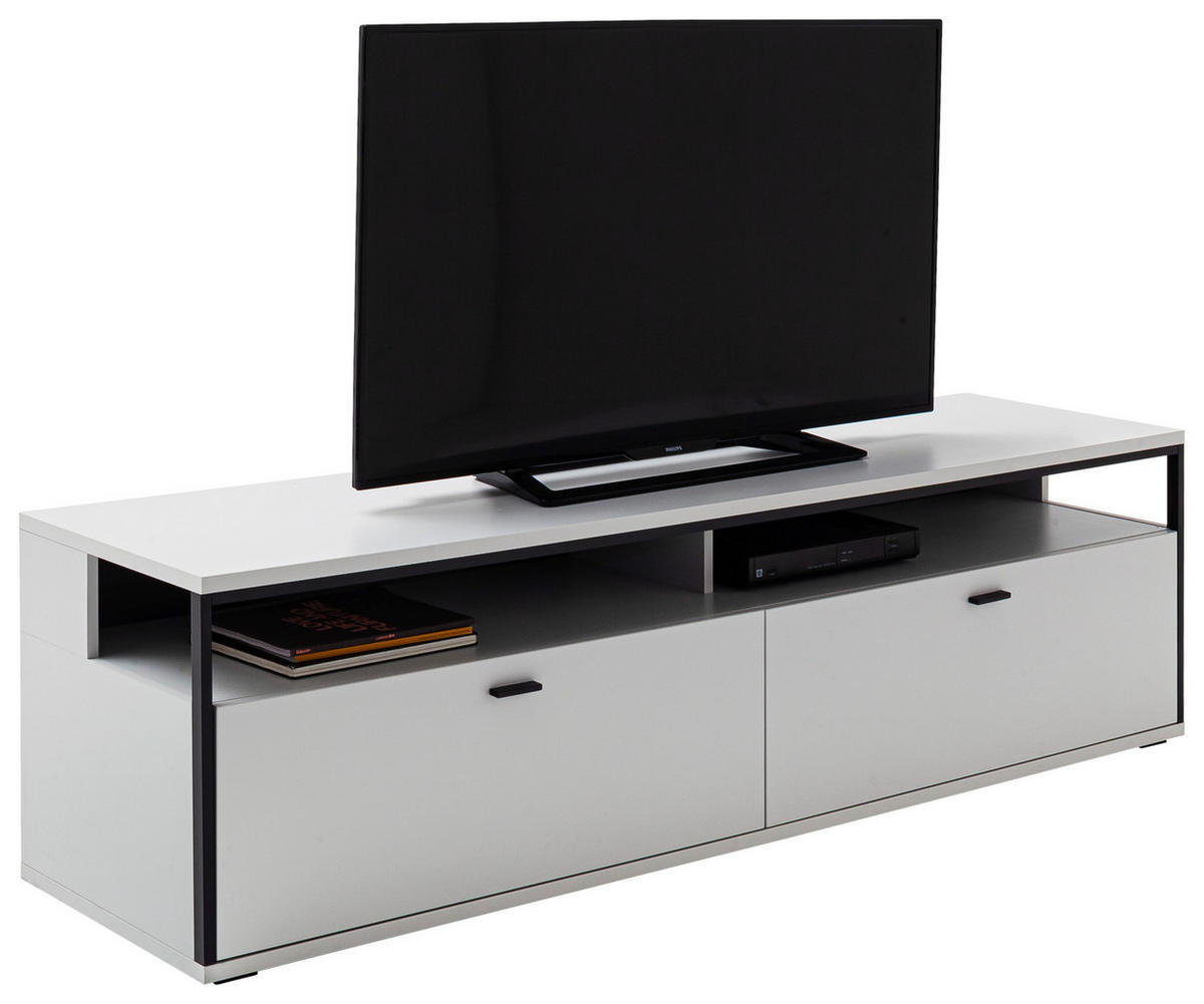 LOWBOARD Schwarz, Weiss  184/53/51 cm  - Weiss/Schwarz, Design, Holzwerkstoff/Metall (184/53/51cm) - Stylife