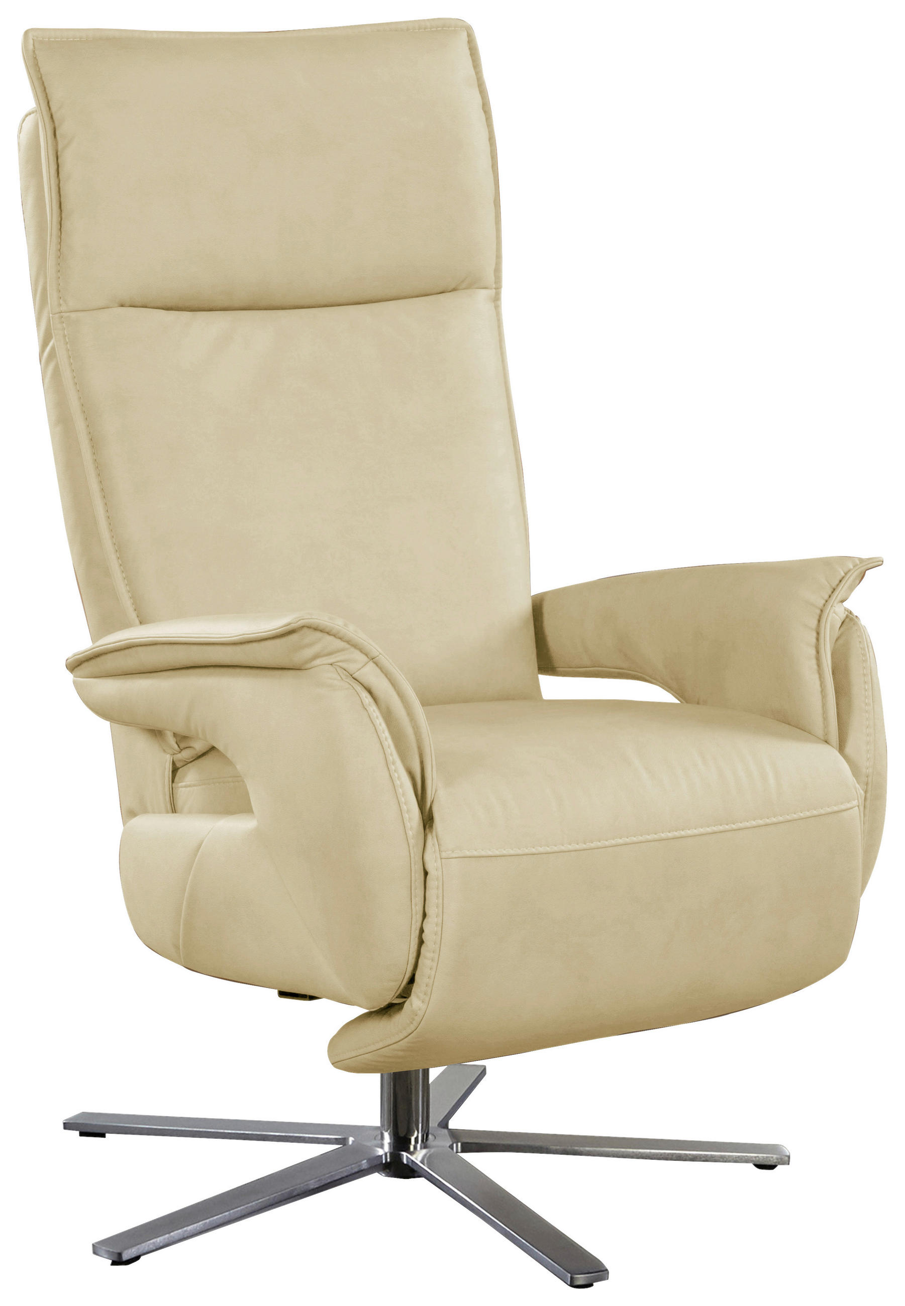 RELAXSESSEL in Leder Creme - Edelstahlfarben/Creme, Modern, Leder/Metall (77/116/80cm) - Livetastic