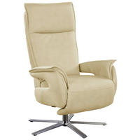 RELAXSESSEL in Leder Creme  - Edelstahlfarben/Creme, Modern, Leder/Metall (77/116/80cm) - Livetastic