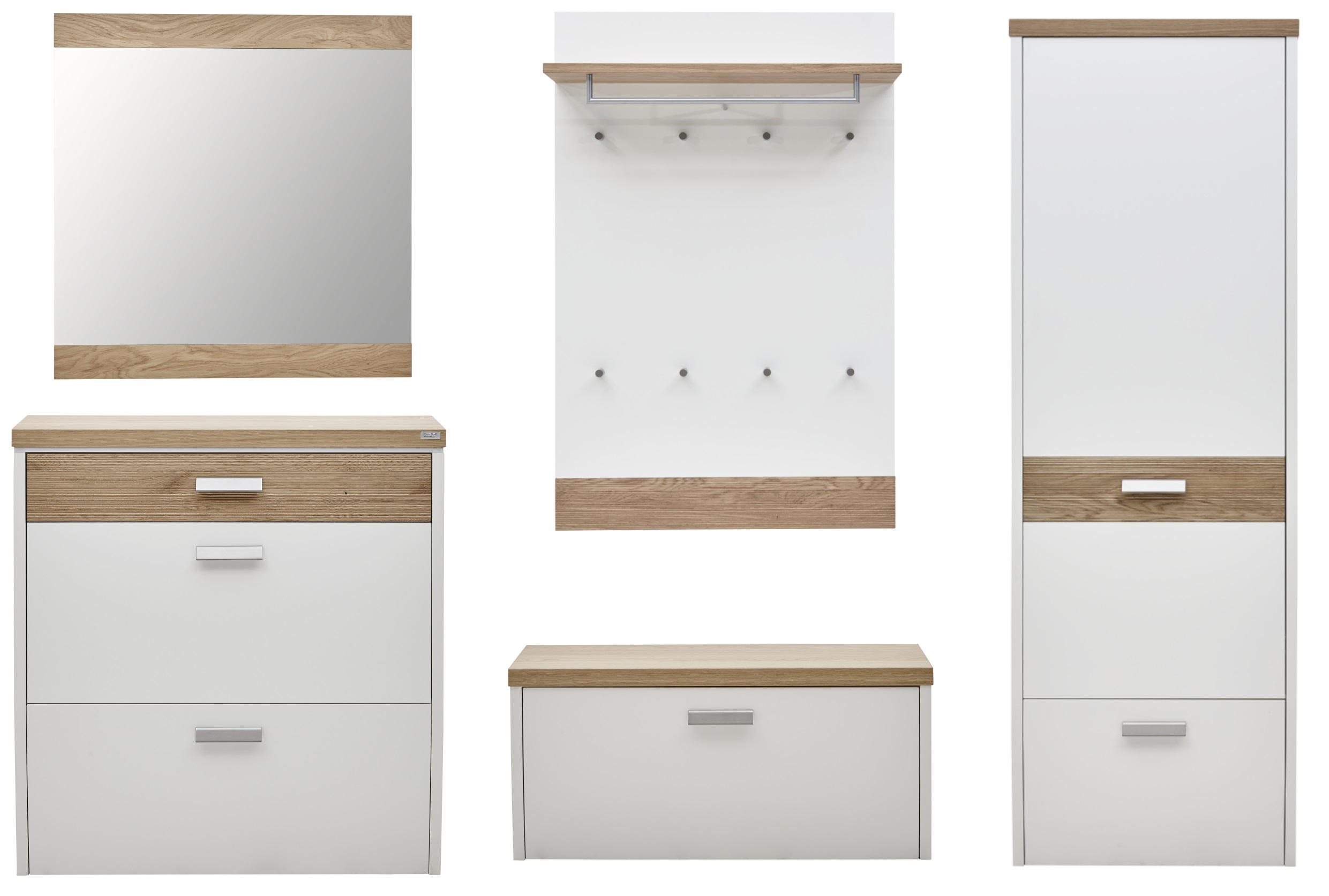 GARDEROBE Weiß, Eichefarben - Eichefarben/Weiß, Design, Holz (290/200/32cm) - Dieter Knoll
