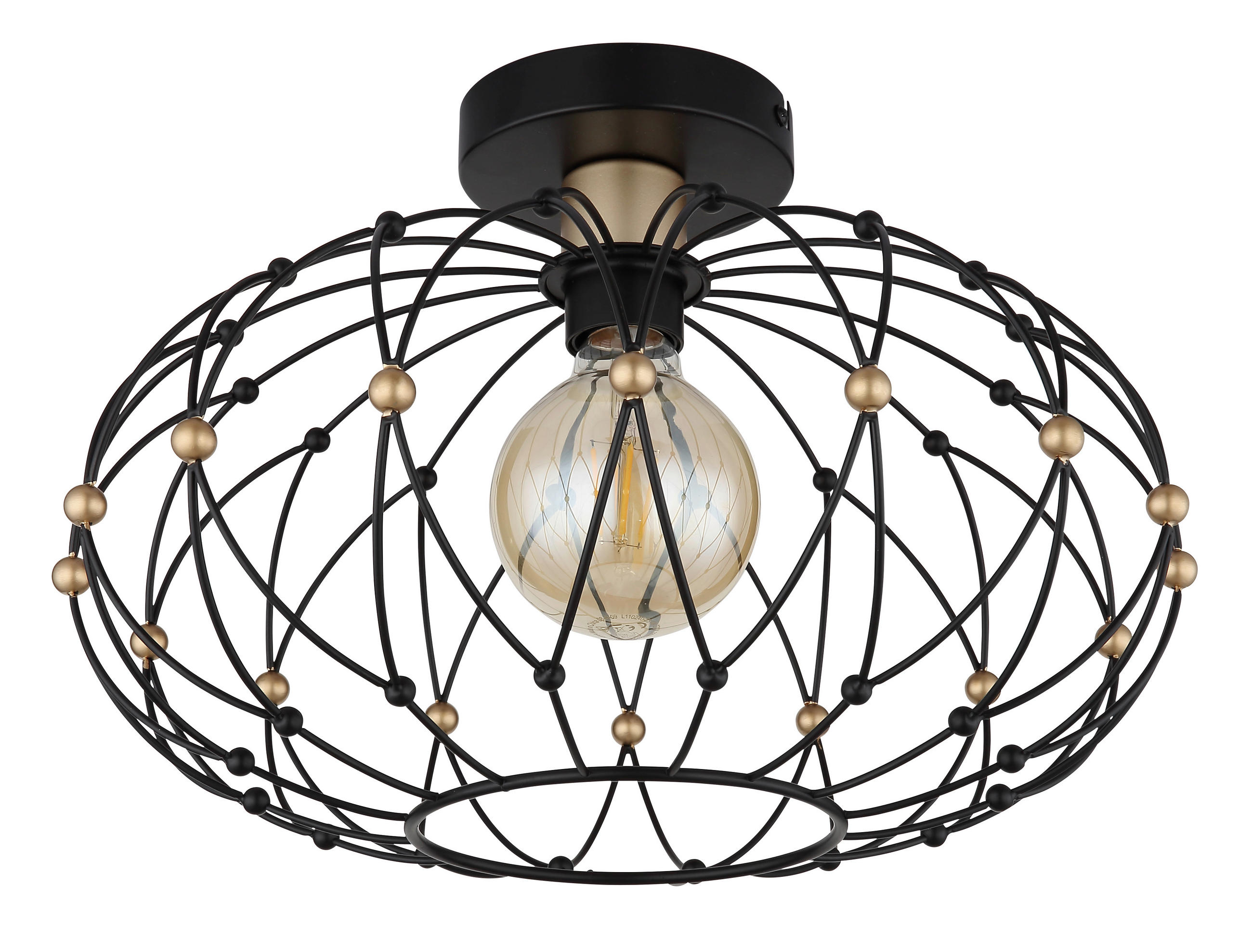 DECKENLEUCHTE  40/25 cm    - Goldfarben/Schwarz, Design, Metall (40/25cm) - Globo
