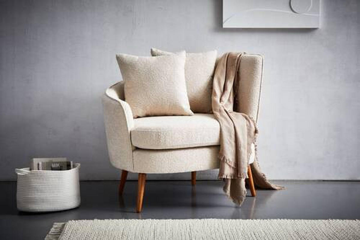 SESSEL Bouclé Beige    - Beige/Naturfarben, KONVENTIONELL, Holz/Textil (106/88/83cm) - Max Winzer