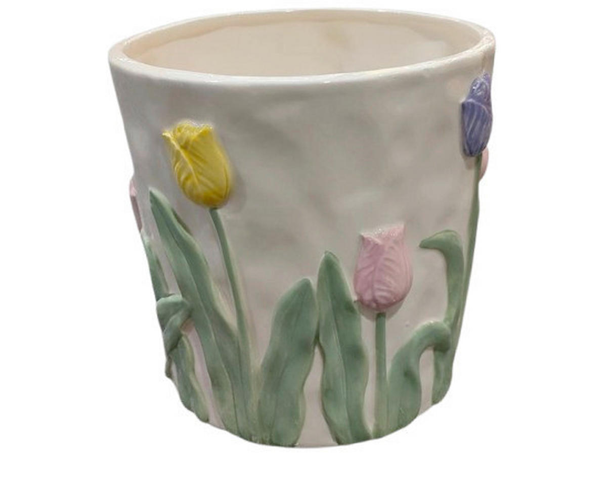 ÜBERTOPF - Weiss/Hellgrün, Lifestyle, Keramik (17/16,9cm)