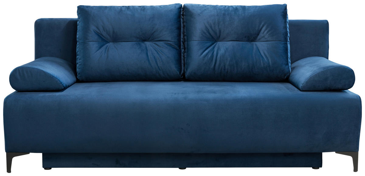 BOXSPRINGSOFA Samt Dunkelblau  - Schwarz/Dunkelblau, MODERN, Textil/Metall (201/100/105cm) - MID.YOU