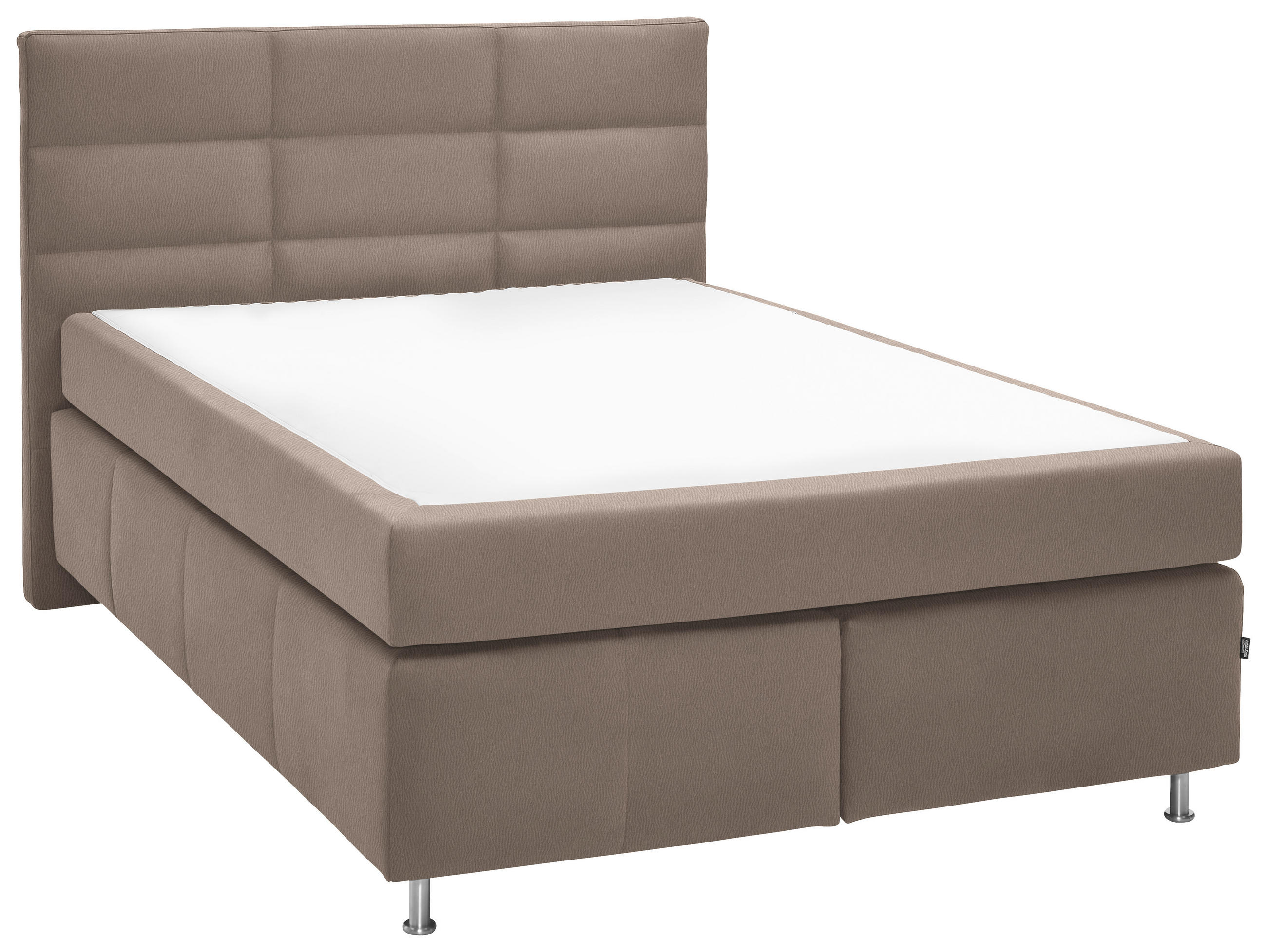 BOXSPRINGBETT 140/200 cm  in Hellbraun  - Hellbraun/Alufarben, Konventionell, Textil/Metall (140/200cm) - Dieter Knoll