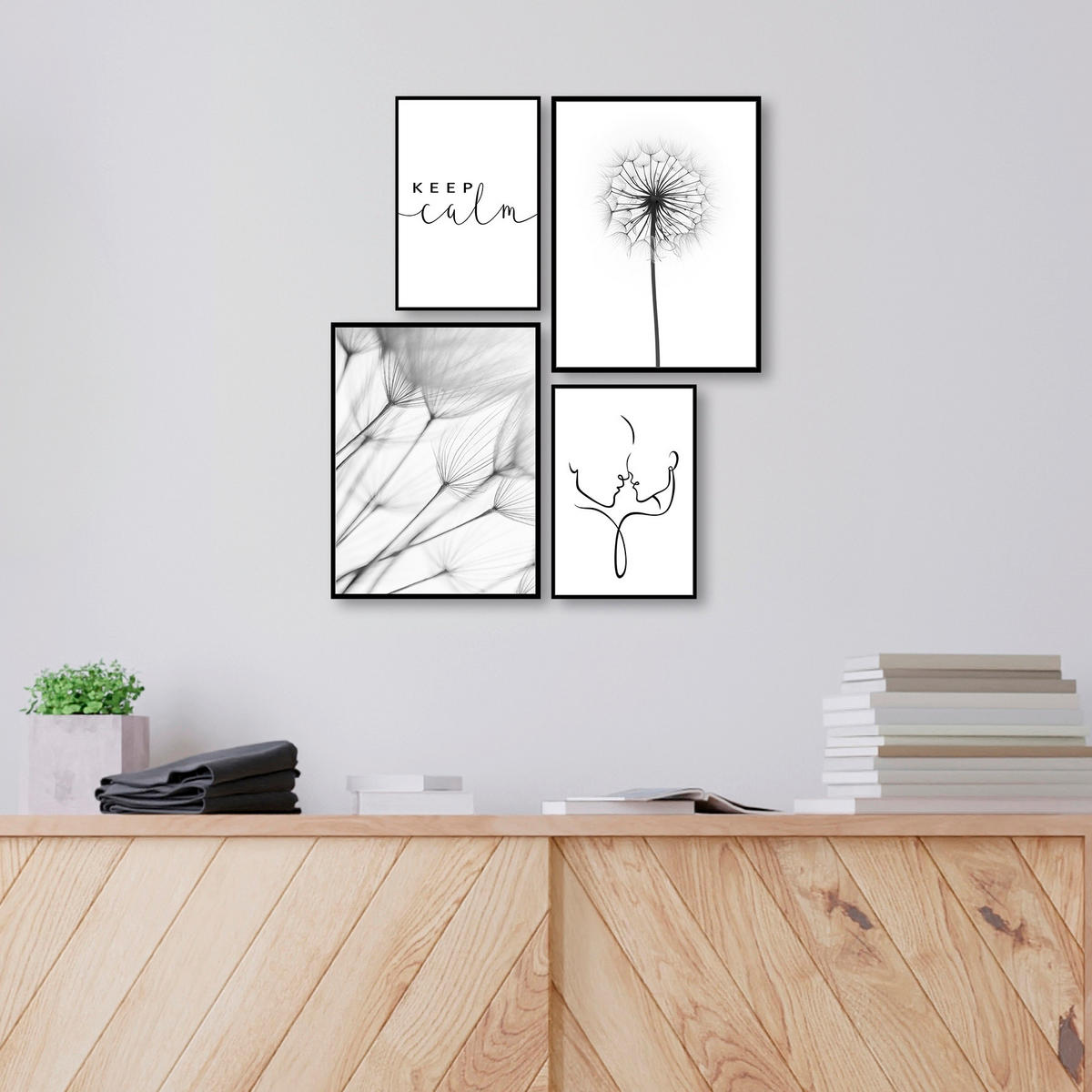 TIŠTĚNÉ OBRAZY NA PLÁTNĚ, krajina a příroda, text, květiny, 67/65 cm  - bílá/černá, Trend, kompozitní dřevo/papír (67/65cm) - Monee