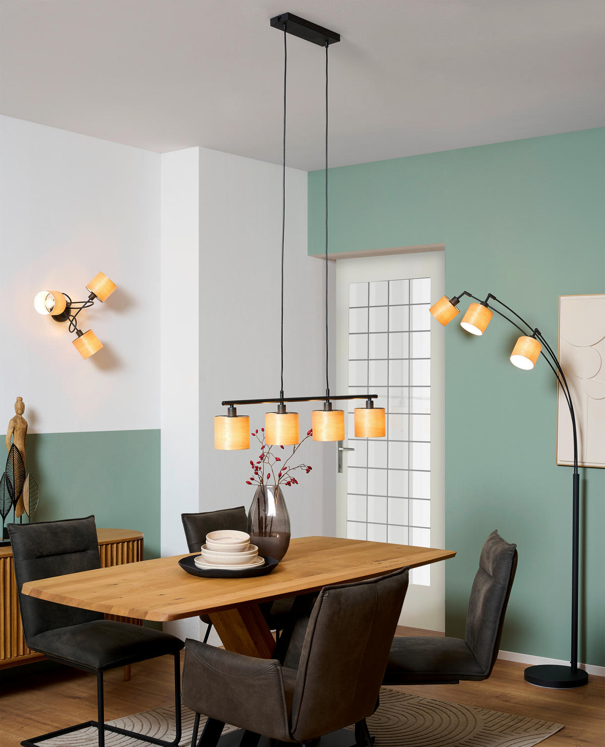 HÄNGELEUCHTE 84/12/150 cm  - Schwarz, Basics, Holz/Metall (84/12/150cm) - Novel