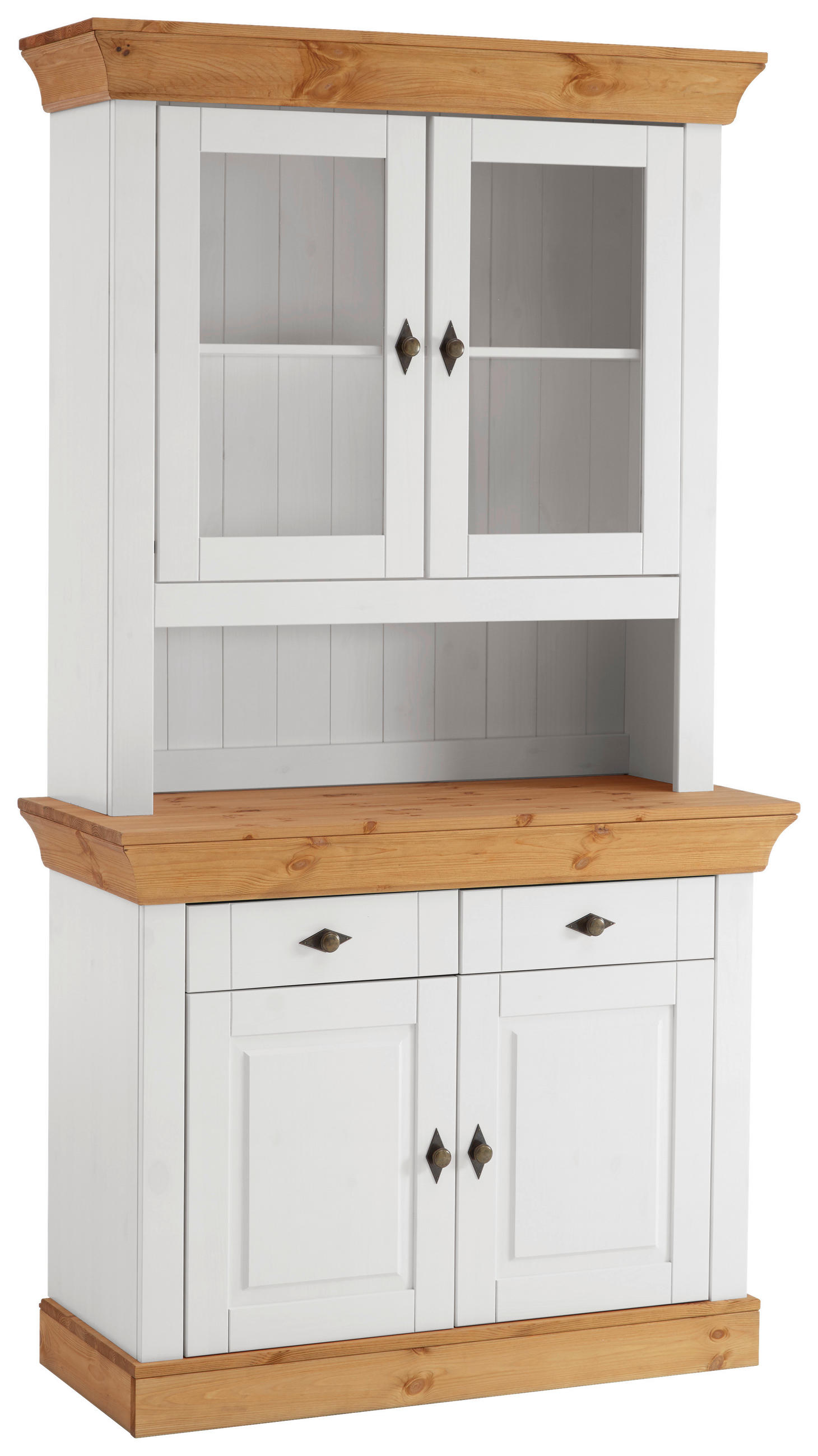 BUFFET 108/197/45 cm  in Weiß, Laugenfarbig  - Laugenfarbig/Weiß, ROMANTIK / LANDHAUS, Glas/Holz (108/197/45cm) - Boxxx