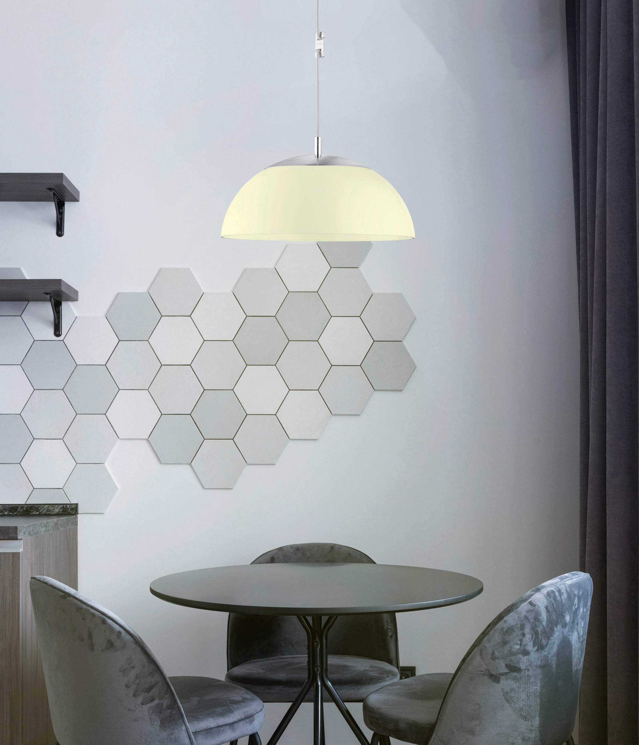 HÄNGELEUCHTE 45/170 cm  - Chromfarben/Weiß, Basics, Glas/Kunststoff (45/170cm) - Globo