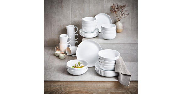 TAFELSERVICE Weiß 12-teilig LILYBET - Weiß, Basics, Keramik - Novel