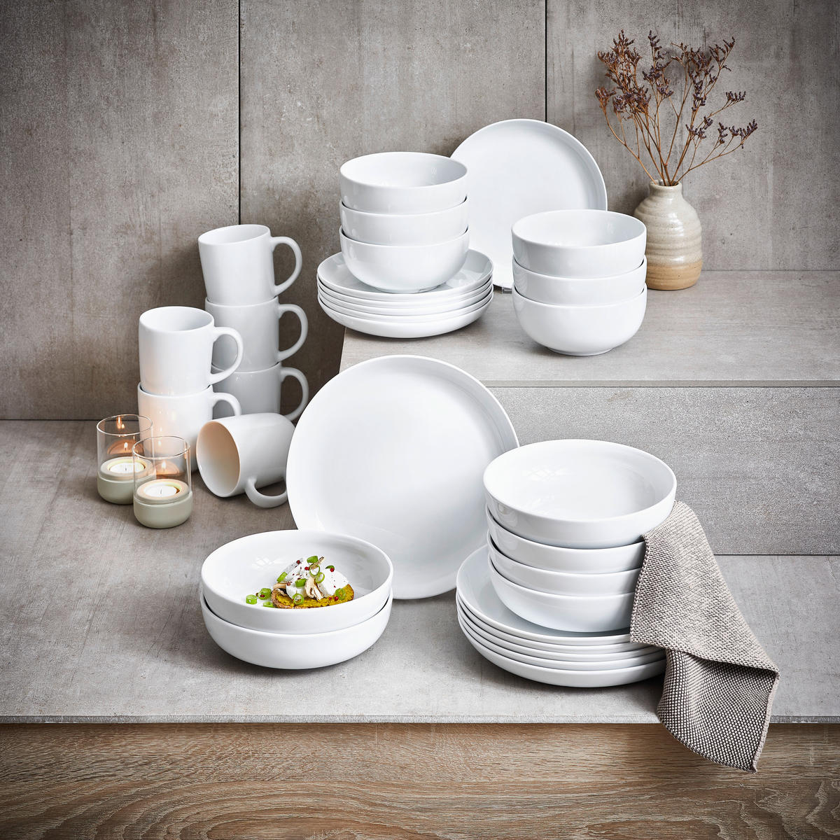 TAFELSERVICE Weiß LILYBET 12-teilig  - Weiß, Basics, Keramik - Novel