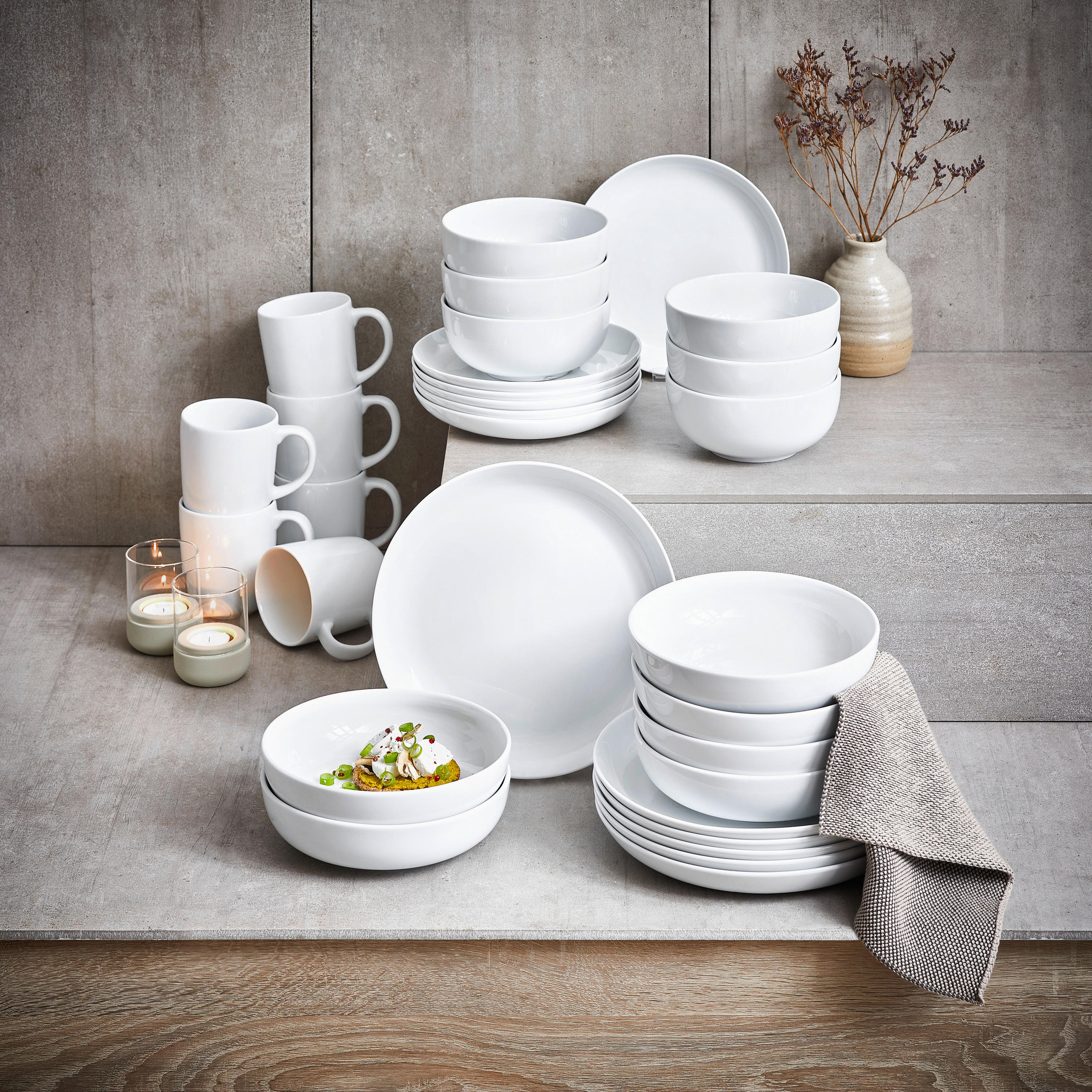 Thumbnail - Novel Tafelservice Lilybet, Weiß, Keramik, 12-teilig, Lfgb, lebensmittelecht, Essen & Trinken, Geschirr, Geschirr-Sets, ...