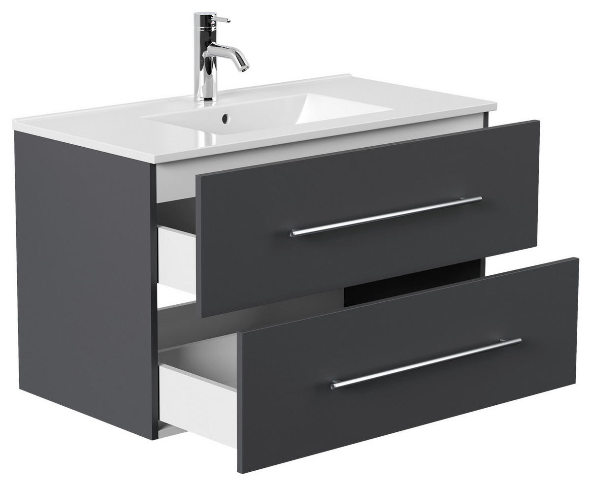 WASCHTISCHKOMBI 91 cm  - Graphitfarben/Weiß, Basics, Keramik/Holzwerkstoff (91cm) - MID.YOU