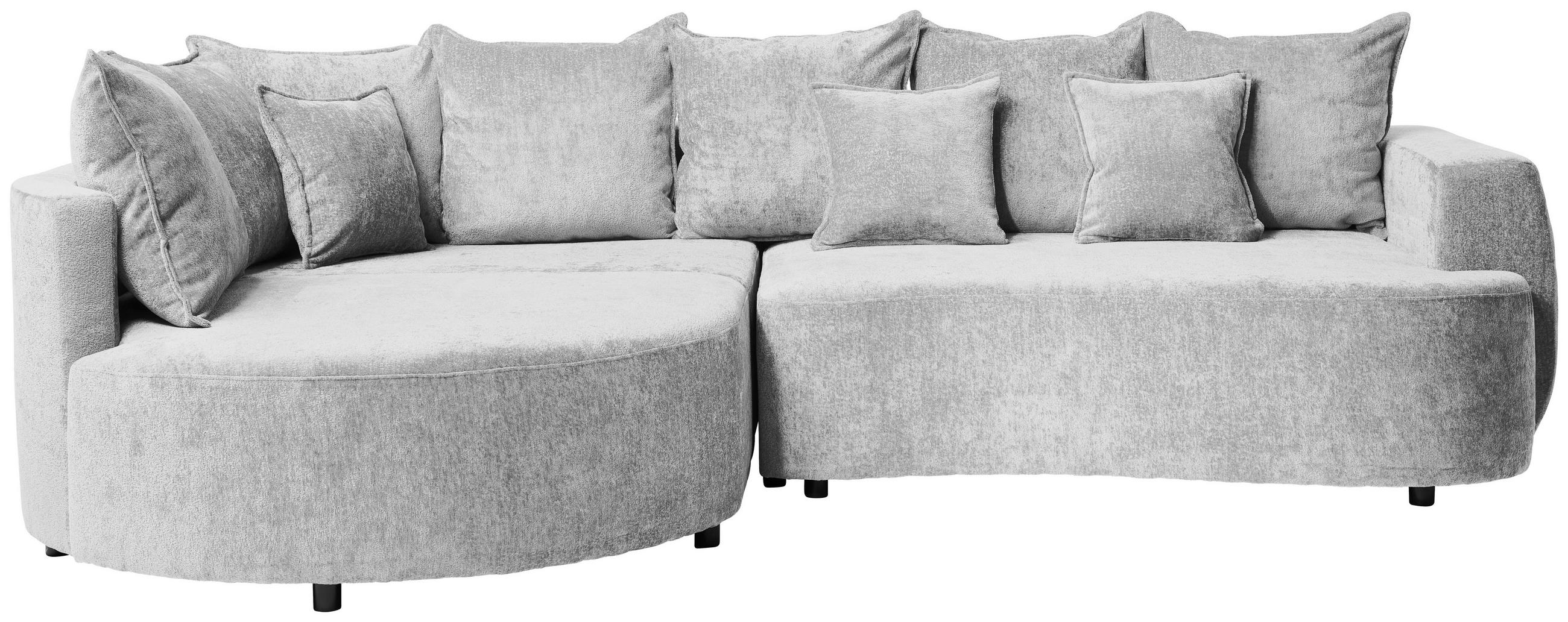 ECKSOFA in Chenille Hellgrau  - Hellgrau/Schwarz, Design, Kunststoff/Textil (194/307cm) - Carryhome