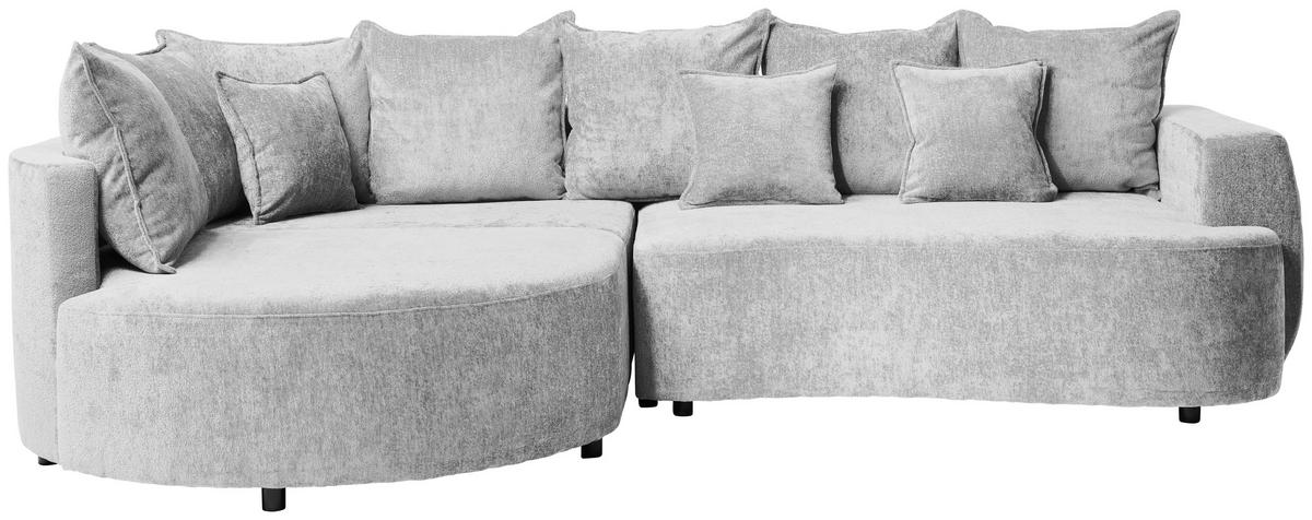 ECKSOFA in Chenille Hellgrau  - Hellgrau/Schwarz, Design, Kunststoff/Textil (194/307cm) - Carryhome