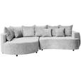 ECKSOFA in Chenille Hellgrau  - Hellgrau/Schwarz, Design, Kunststoff/Textil (194/307cm) - Carryhome