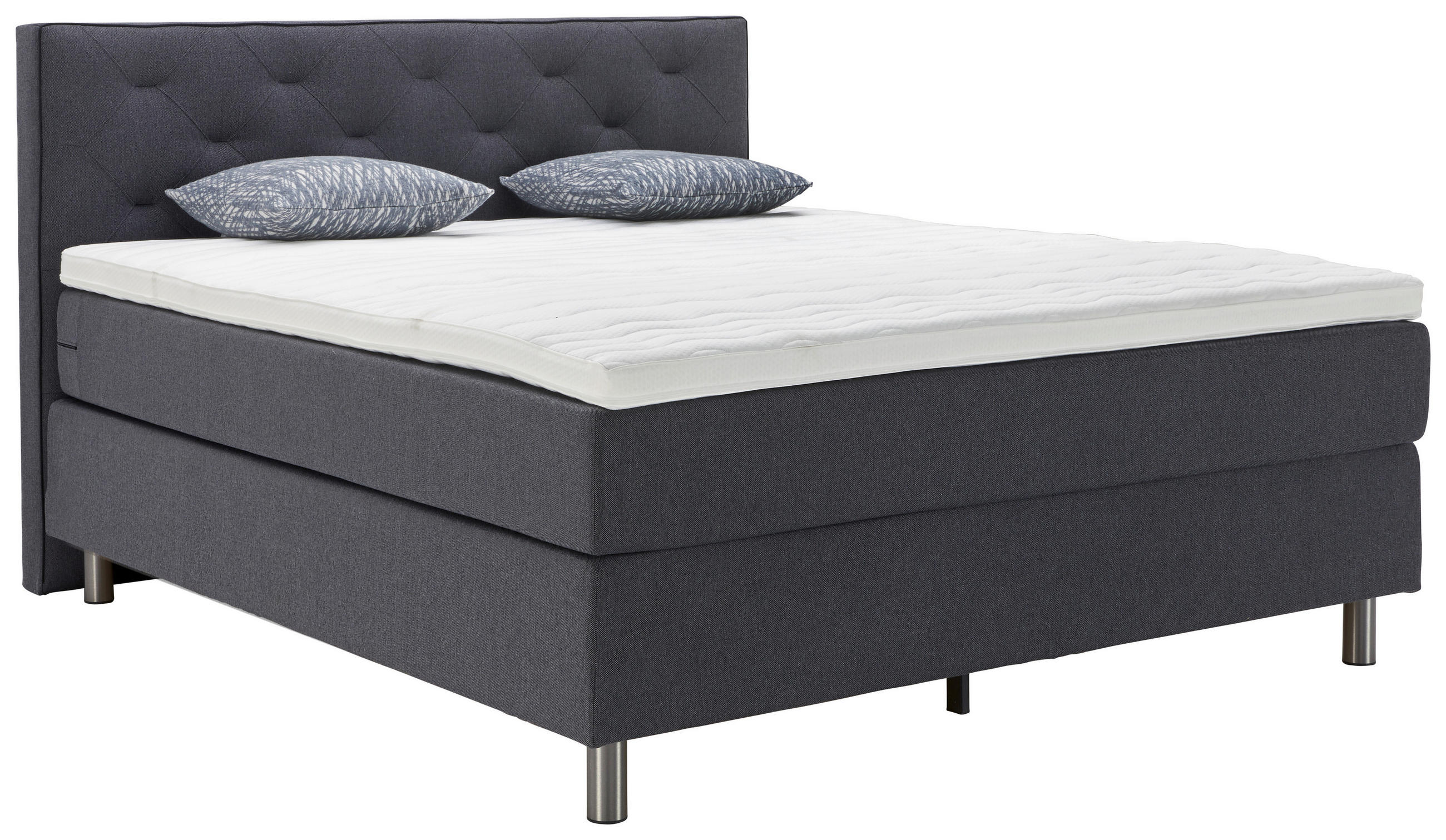 BOXSPRINGBETT 180/200 cm  in Grau  - Alufarben/Grau, KONVENTIONELL, Textil/Metall (180/200cm) - Welnova