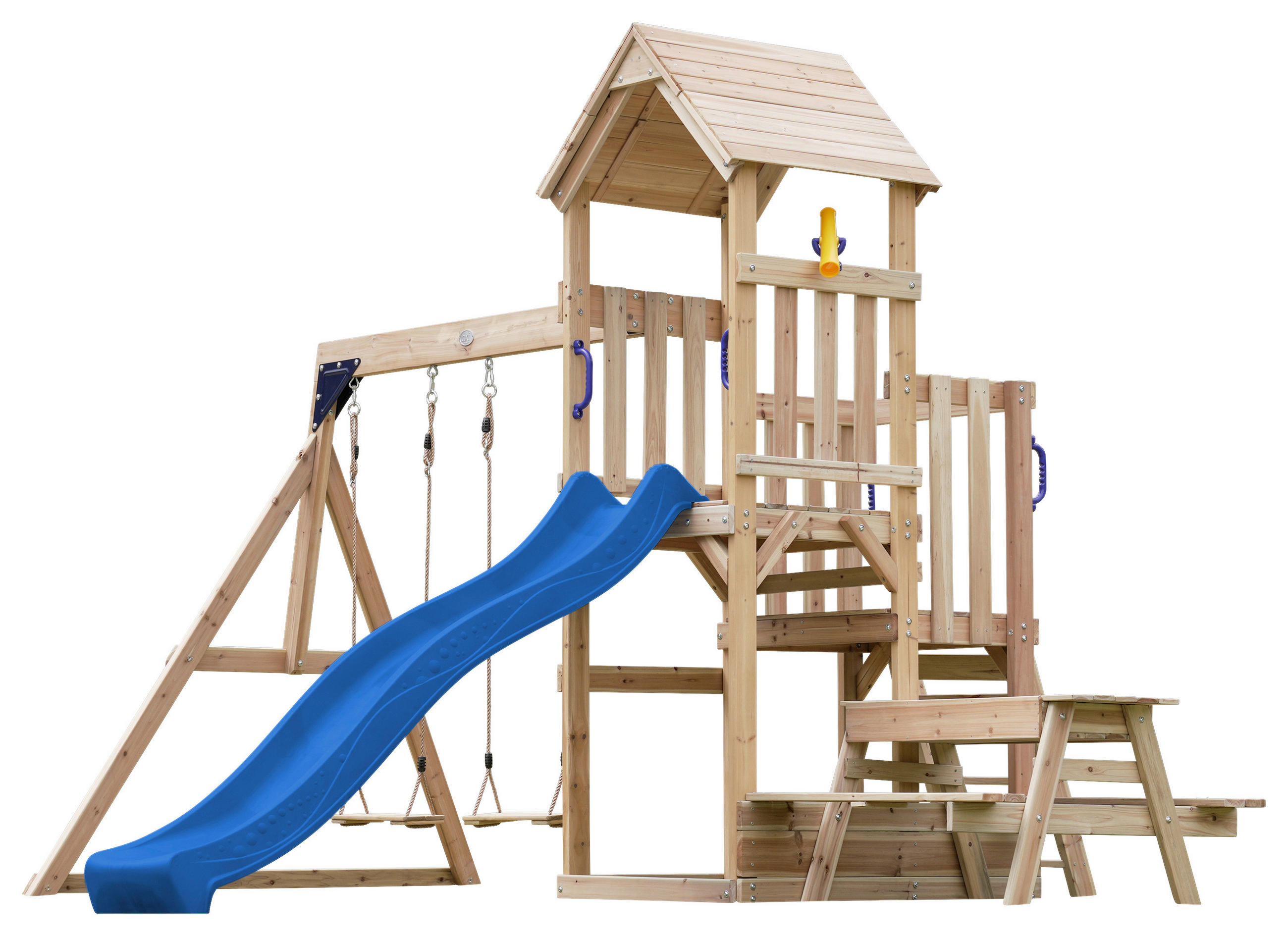SPIELTURM  - Blau, KONVENTIONELL, Holz (366/267/383cm) - Ambia Garden