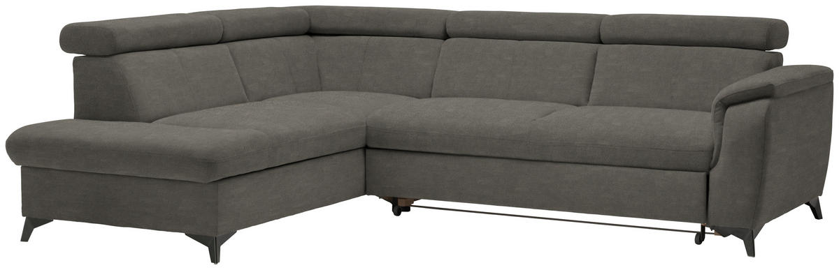 ECKSOFA in Mikrofaser Graubraun  - Graubraun/Schwarz, Design, Textil/Metall (203/260cm) - Stylife