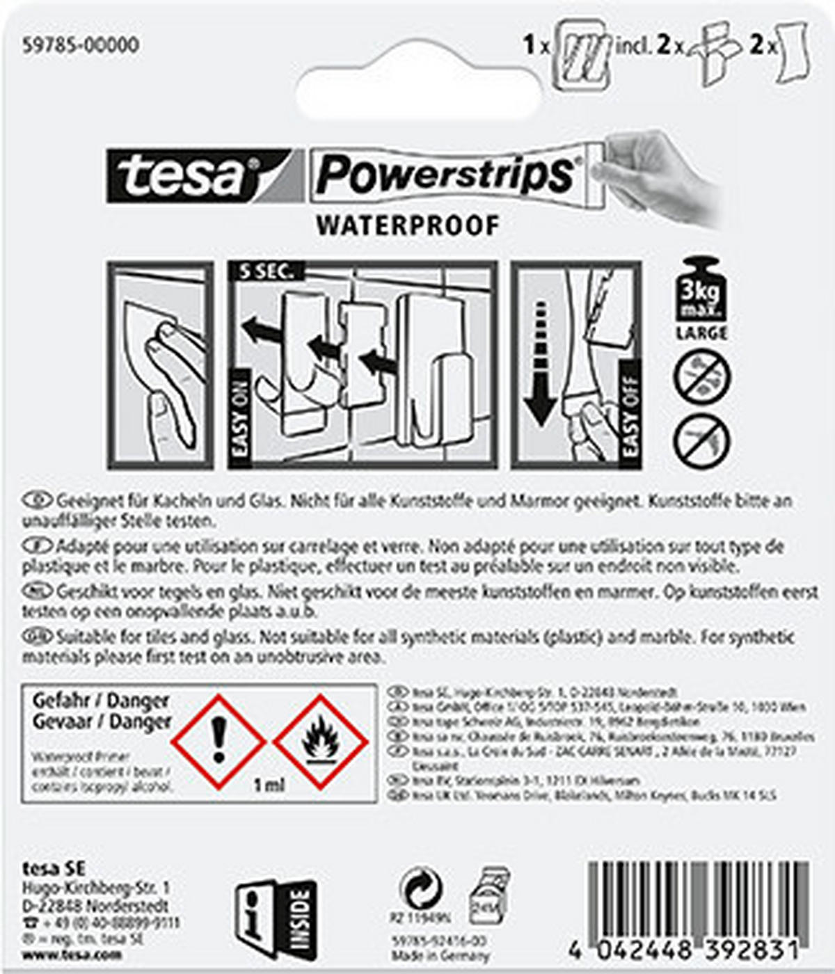 KLEBEHAKEN  in Weiß, Edelstahlfarben  - Edelstahlfarben/Weiß, Basics, Kunststoff/Metall (6,2/5,9/2,3cm) - Tesa