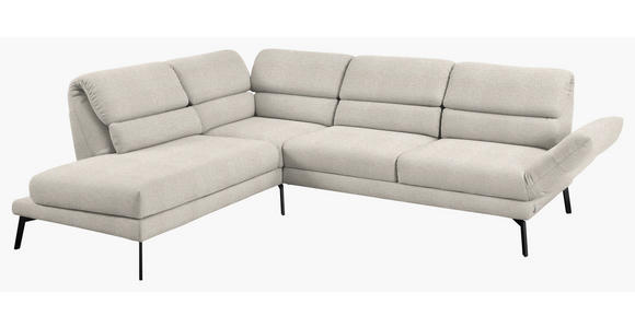 ECKSOFA  in Flachgewebe Naturfarben, Beige  212-253/256-363 cm  - Beige/Schwarz, Design, Textil/Metall (212-253/256-363cm) - Dieter Knoll