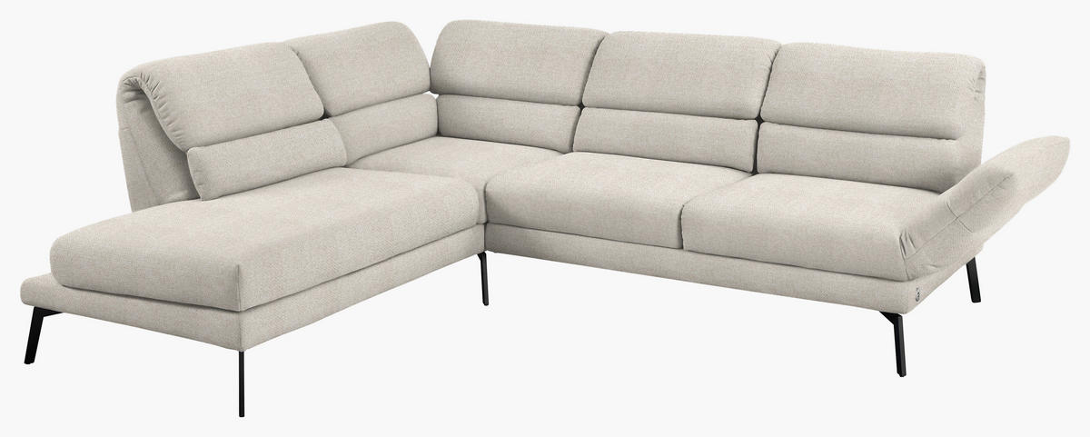 ECKSOFA in Flachgewebe Naturfarben, Beige  212-253/256-363 cm  - Beige/Schwarz, Design, Textil/Metall (212-253/256-363cm) - Dieter Knoll