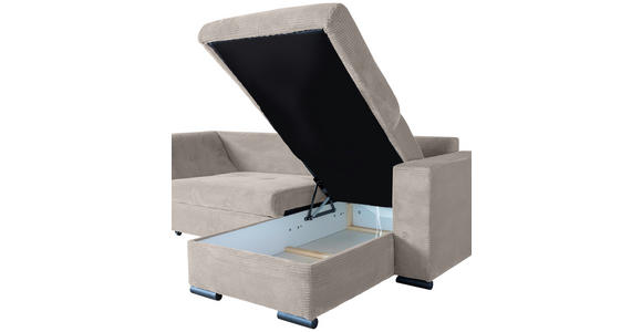 ECKSOFA Beige Cord - Beige/Schwarz, KONVENTIONELL, Textil/Metall (258/168cm) - Carryhome