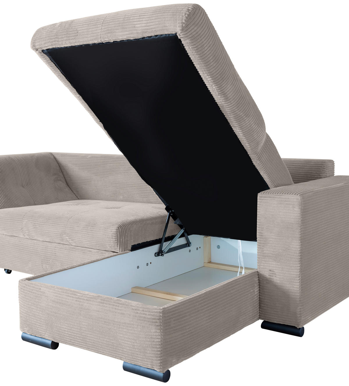 ECKSOFA in Cord Beige  - Beige/Schwarz, KONVENTIONELL, Textil/Metall (258/168cm) - Carryhome