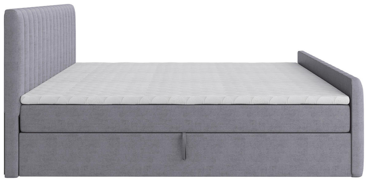 BOXBETT 160/200 cm,  in Silberfarben, gepolstertes Kopfteil, Bettkasten, Topper, Matratzen, H3 + H3 = fest  - Silberfarben/Schwarz, Basics, Kunststoff/Textil (160/200cm) - Chameo
