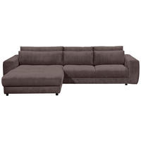 ECKSOFA  Cord Mokka  - Schwarz/Mokka, Konventionell, Holzwerkstoff/Kunststoff (194/333cm) - MID.YOU