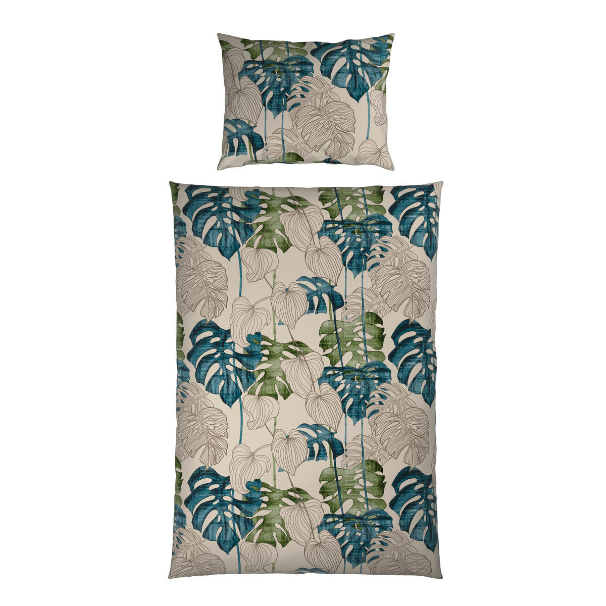 BETTWÄSCHESET CUBY Satin 160/210 cm  65 cm/100 cm  - Petrol, Konventionell, Textil (160/210cm) - Novel