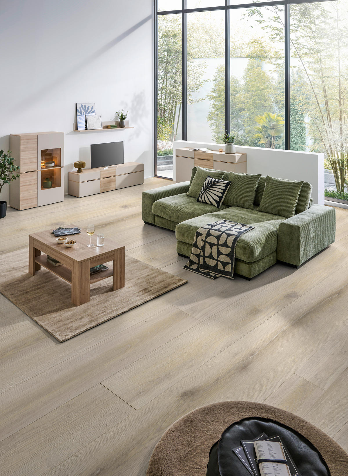 VITRINE  in Eichefarben, Sandfarben  - Sandfarben/Eichefarben, Natur, Glas/Holzwerkstoff (94,9/138/41cm) - Ti'me