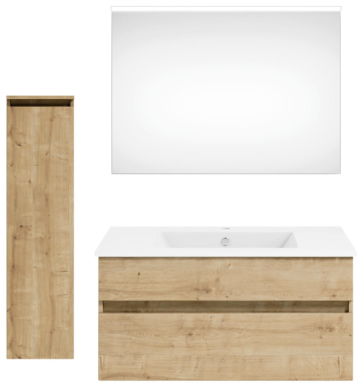 BADEZIMMER 122 cm  - Weiss/Eichefarben, Konventionell, Holzwerkstoff (122cm) - Puris