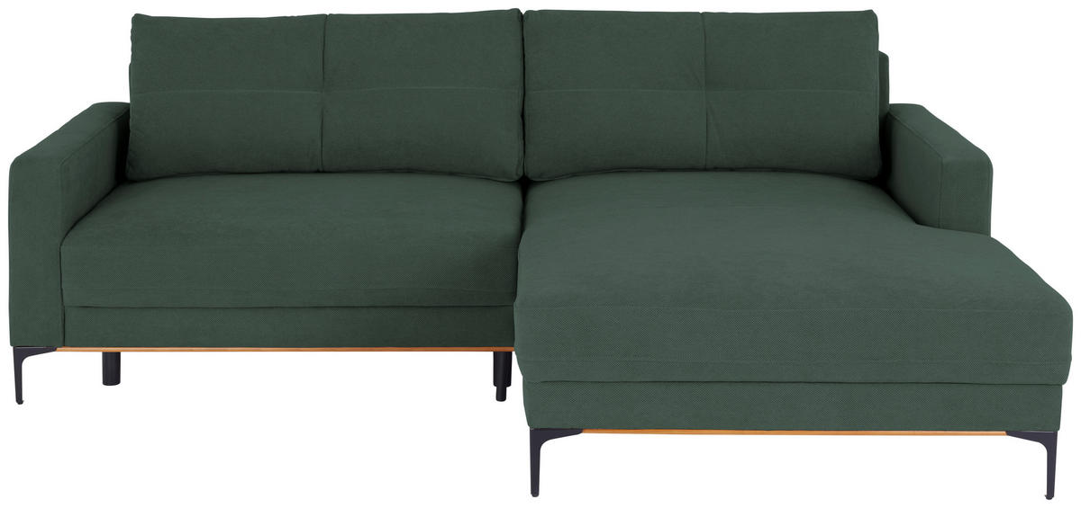 ECKSOFA in Waldgrün  - Waldgrün/Schwarz, Modern, Textil/Metall (238/162cm) - Ondega