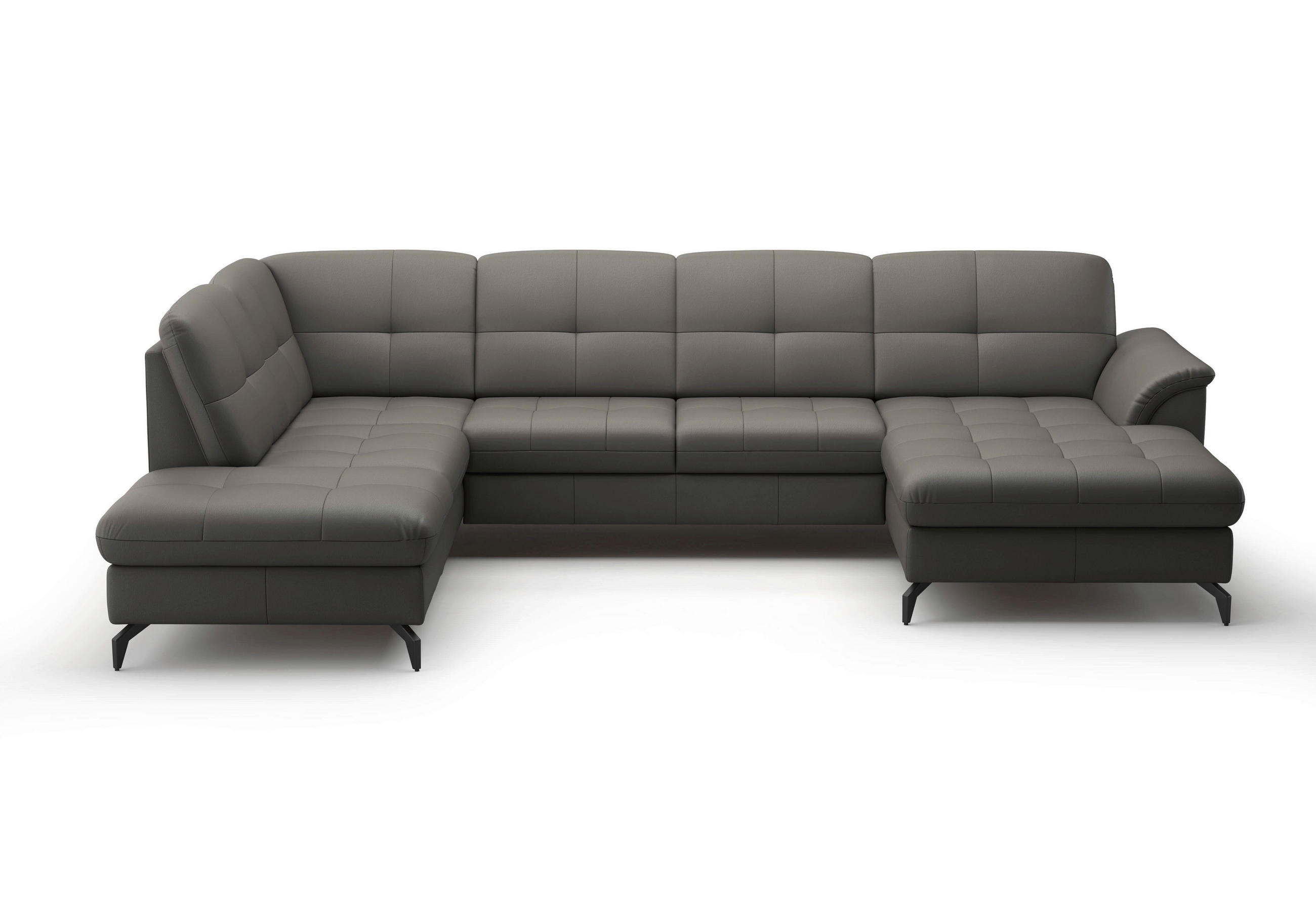WOHNLANDSCHAFT in Vliesstoff Kombination Echtleder/Stoff Mokka  - Schwarz/Mokka, Modern, Leder/Textil (212/319/164cm) - Sit & More