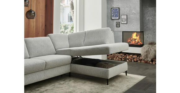 ECKSOFA  in Webstoff Ecru  - Ecru/Schwarz, KONVENTIONELL, Textil/Metall (277/201cm) - Dieter Knoll