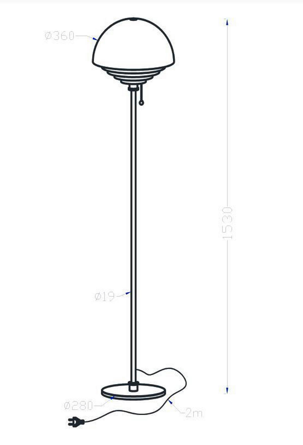 STEHLEUCHTE 36/150 cm    - Messingfarben, Design, Metall (36/150cm) - Belid