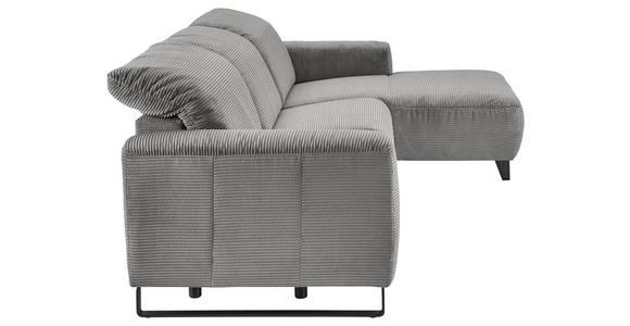 ECKSOFA in Cord Dunkelgrau  - Dunkelgrau/Schwarz, KONVENTIONELL, Textil/Metall (266/180cm) - Hom`in