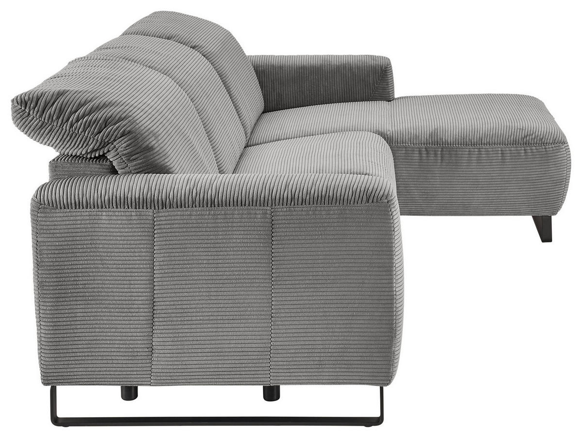 ECKSOFA Dunkelgrau Cord  - Dunkelgrau/Schwarz, KONVENTIONELL, Textil/Metall (266/180cm) - Hom`in