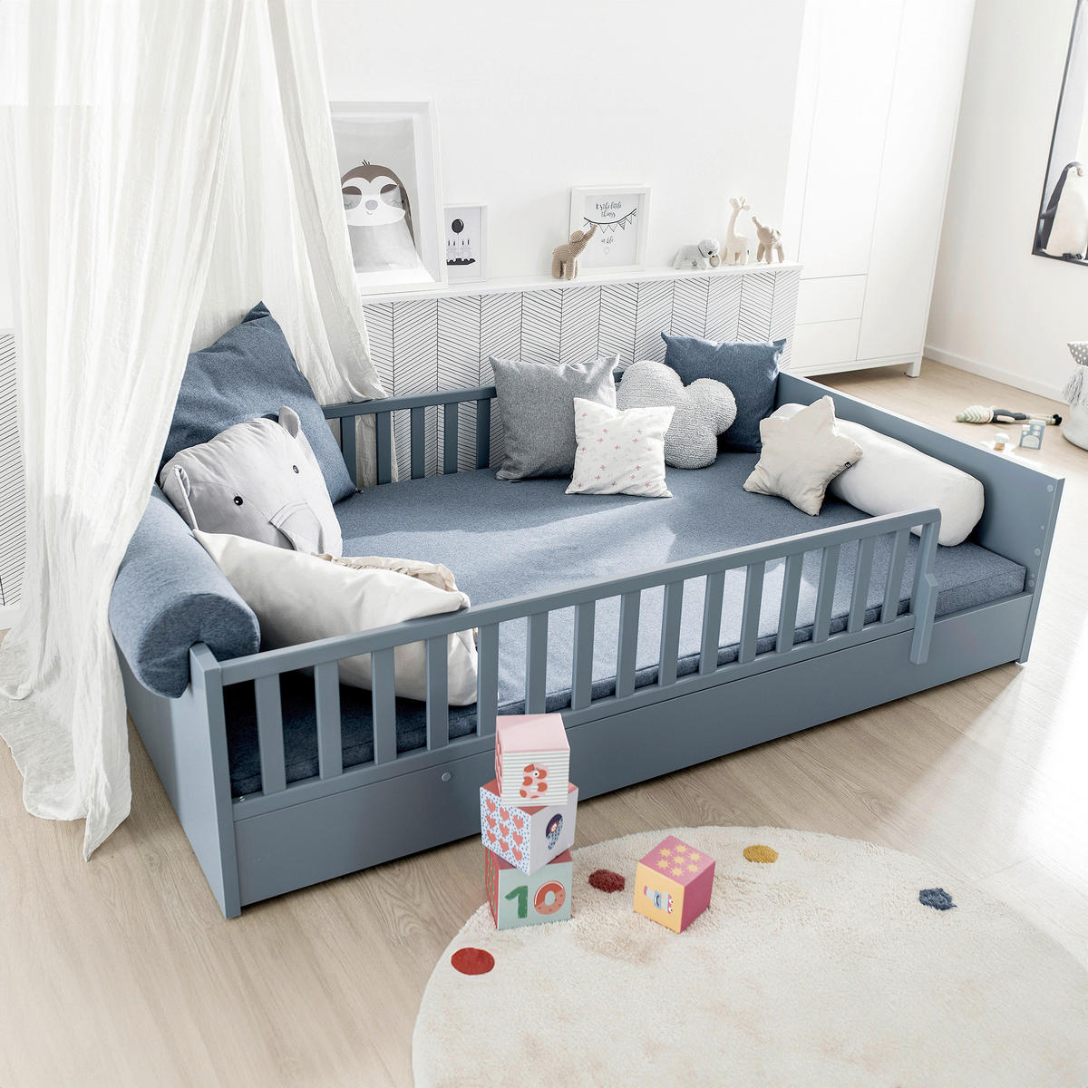 PADLÓÁGY Little Flo  - fekete/kék, Basics, faalapú anyag (120/200cm) - Paidi