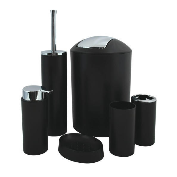 BAD-ACCESSOIRE-SET Kunststoff  - Schwarz, Basics, Kunststoff (19,7/19,7/29,8cm) - Spirella