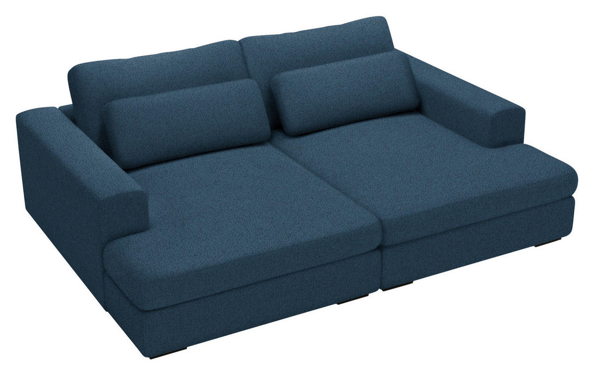 BIGSOFA in Chenille Blau  - Blau/Schwarz, Design, Textil (223/80/158cm) - Lomoco