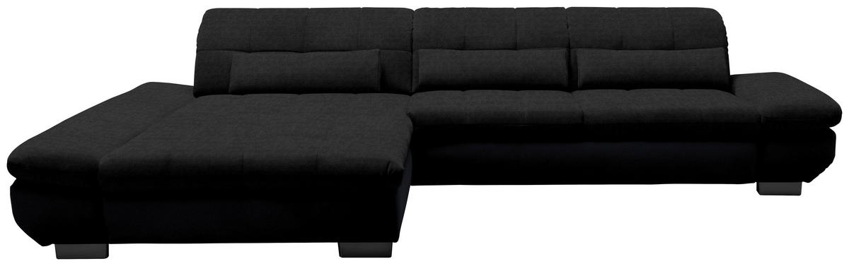 ECKSOFA in Mikrofaser Graphitfarben  204/341 cm  - Schwarz/Graphitfarben, Design, Textil/Metall (204/341cm) - Xora